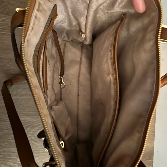 Michael Kors Genuine Leather Brown Tote Bag - Picture 4 of 6
